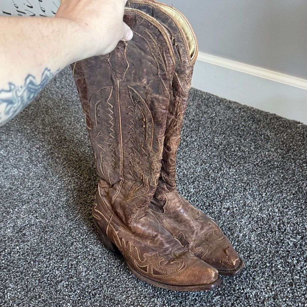 Tall Corral Women’s Brown Leather Cowboy Boots